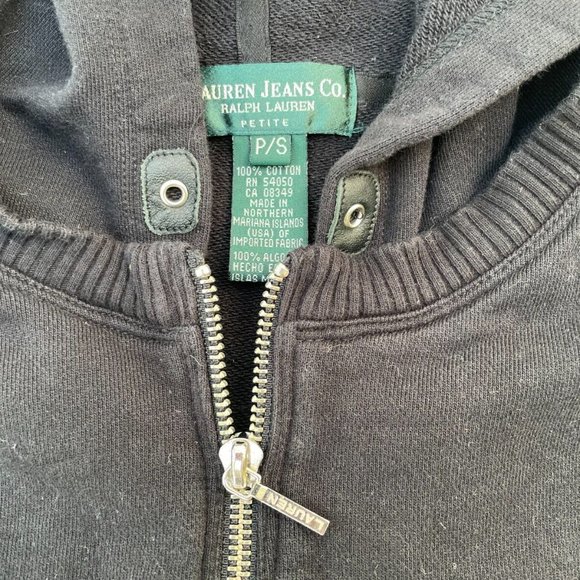 Ralph Lauren Petite Women Vest Black Cotton Hooded Zip Up Vest Size PS - Picture 7 of 11